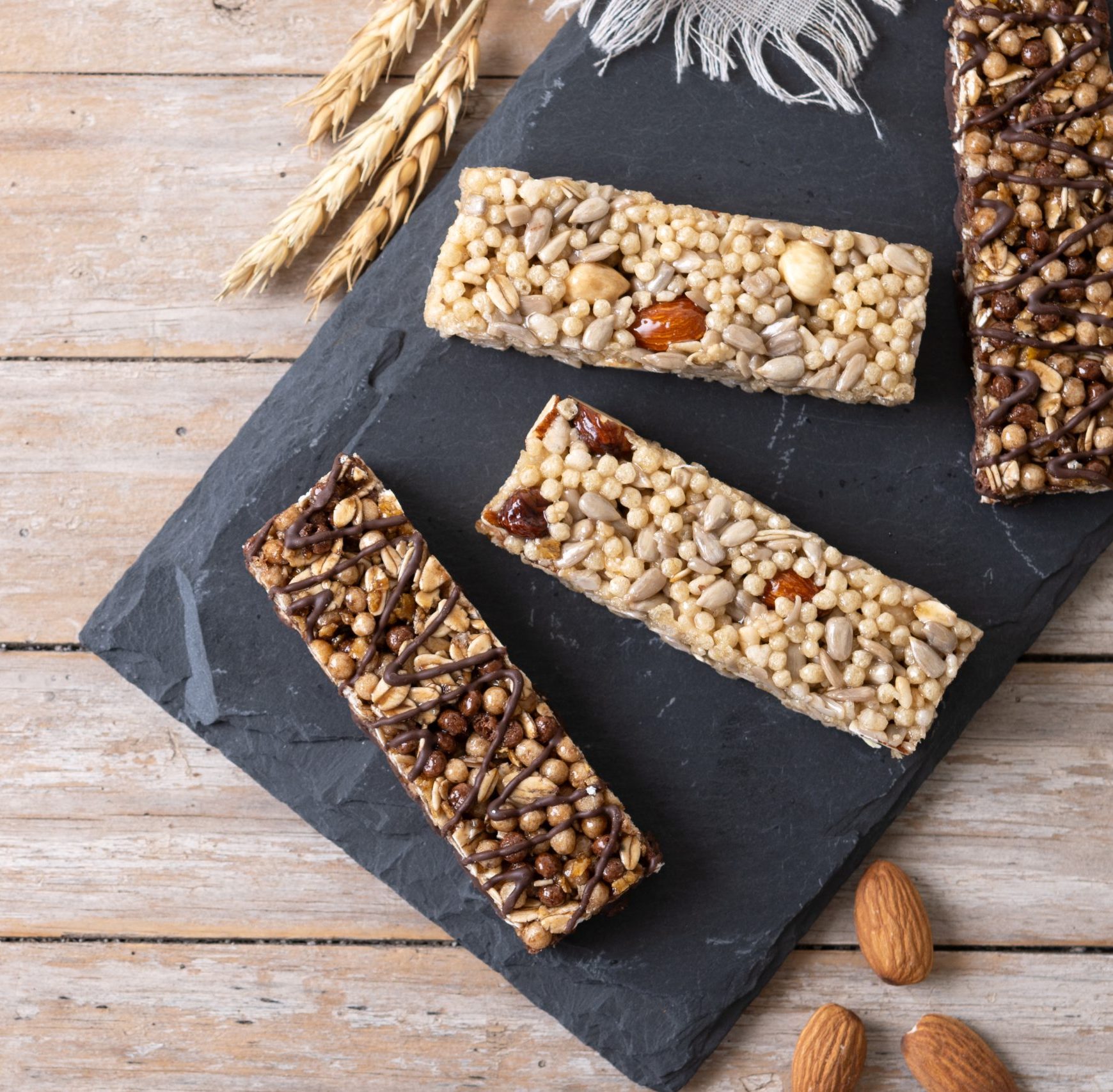 muesli bar on wooden table muesli bar on wooden table